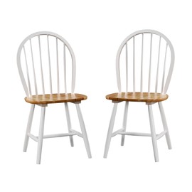 Boraam Farmhouse Dining Chairs, Set of 2-White/Natural