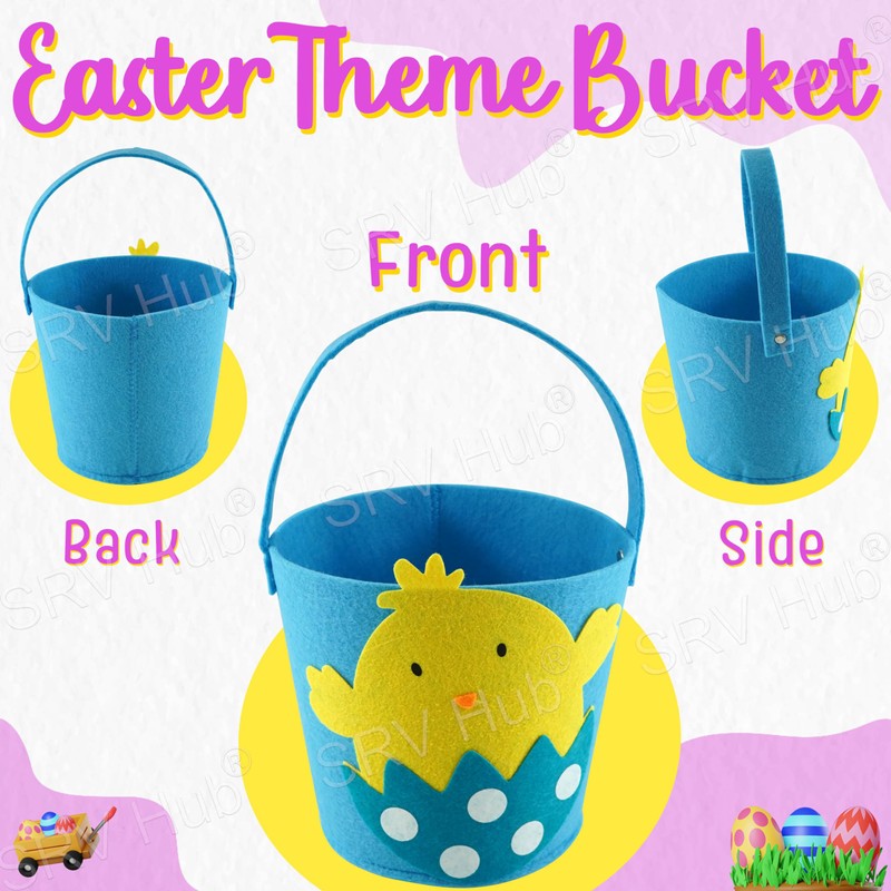 Easter Chick Felt Treat Bucket for Children | Reusable Yellow