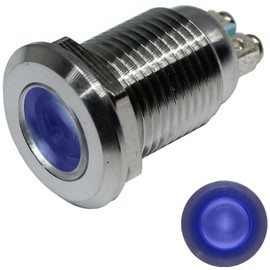Lumonic LED Indicator Light 12 mm Blue Stainless Steel I Signal Light with Screw Connection - IP67 I Signal Lamp for Car with 6 V, 12 V & 24 V LED Voltage