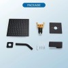 Shower Faucet Set Black Rain Shower Head Combo with Mixer