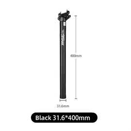 Trkimal Aluminium Alloy Bicycle Seat Post Shim 27.2 mm 30.9 mm 31.6 mm, 400 mm Adjustable Bicycle Seat Post for Mountain Bike Road Bike MTB BMX (Black, 31.6 mm)