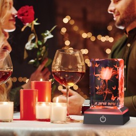 PODOI 3D Rose Crystal, Birthday Gifts for Girlfriends Anniversary Mothers Day Valentines Day Wedding Cool Unique Gifts for Her Mom Wife Women, I Love You Presents