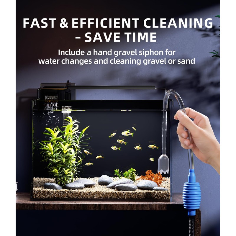 5 Gallon Fish Tank Aquarium Kit with Filter, LED Light