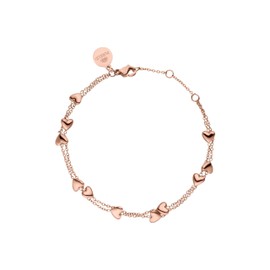 Purelei® Alohi Heart Bracelet - Stainless Steel Double Row Heart Bracelet in Gold, Silver & Rose Gold, One size, Stainless Steel, Agate