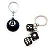 Donaly Keychain, Set of 2, 8 Balls, Dice, Billiard, Stylish,