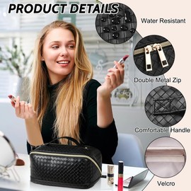 Women's Large Capacity Cosmetic Bag, Pencil Case, Make Up Bag, Portable Cosmetic Travel Bag, Cosmetic Bag with Compartments