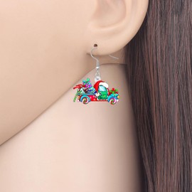 SHIGIE Christmas Acrylic Red Vintage Truck Earrings Dangle Santa Claus Festival Trees Jewelry For Women Holiday Gifts (Multi)