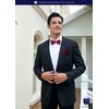 HISDERN Men's Bowtie, One-Touch Paisley Pattern, Bowtie, Chief Set, For