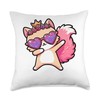 Cat Heart Shape Sunglasses Dabbing Dance Lover Throw Pillow