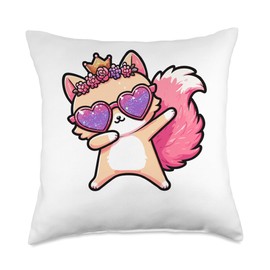 Cat Heart Shape Sunglasses Dabbing Dance Lover Throw Pillow