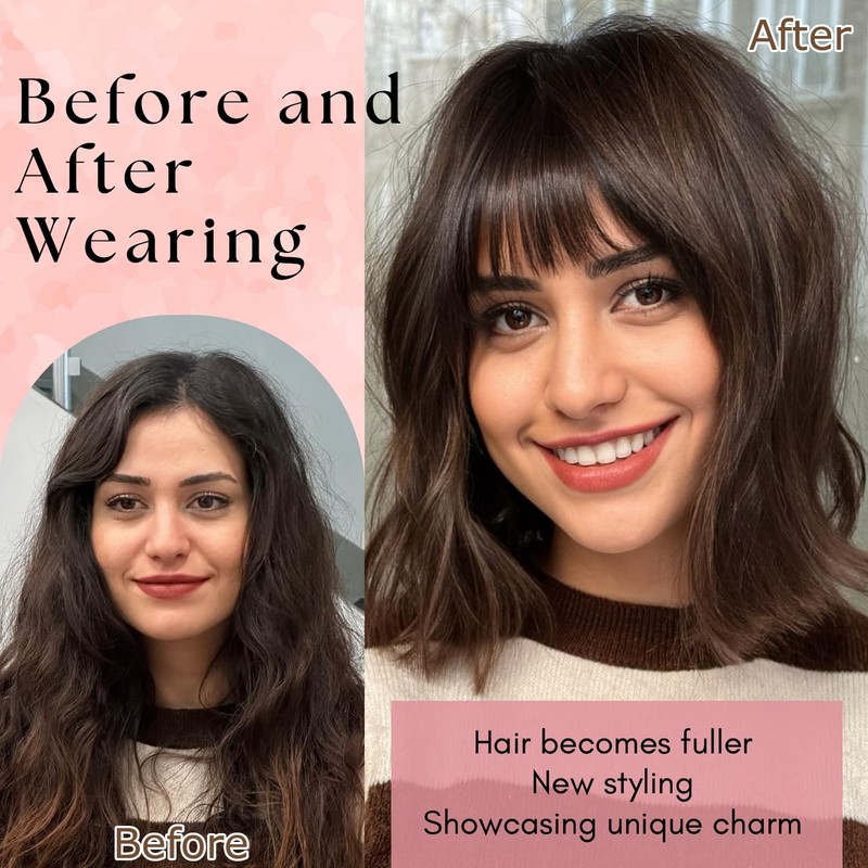 Clip in Bangs 100% Real Human Hair Extensions Wispy Bangs