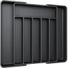 Aujen Expandable Kitchen Drawer Organizer - Multipurpose Black Cutlery and