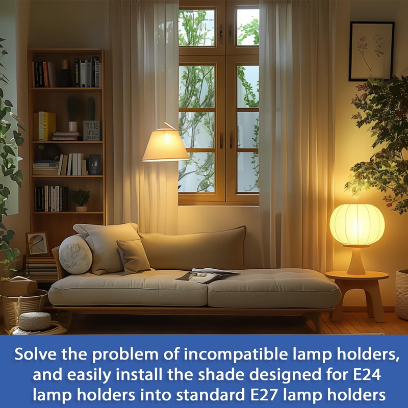 10 Pack E27 to E14 White Lamp Shade Adapter Ring,