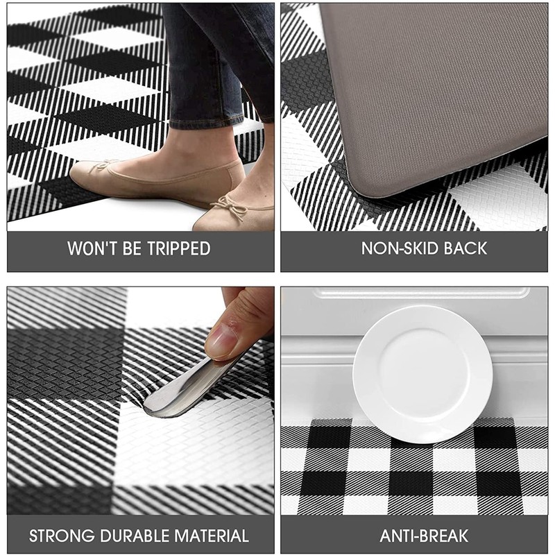 MAYHMYO Anti Fatigue Kitchen Rug Kitchen Floor Mat Cushioned Black