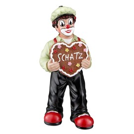 GILDE Clown Heart Figurine with Lettering Treasure Made of Resin - Decorative Figure Heart Love Gift Collectible - Multi-Coloured, 13 cm High, 6 cm Wide, 5 cm Deep