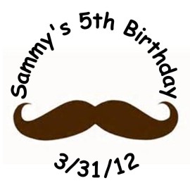 Handmade 108 Mustache Kisses Labels - Party Favors - Brown