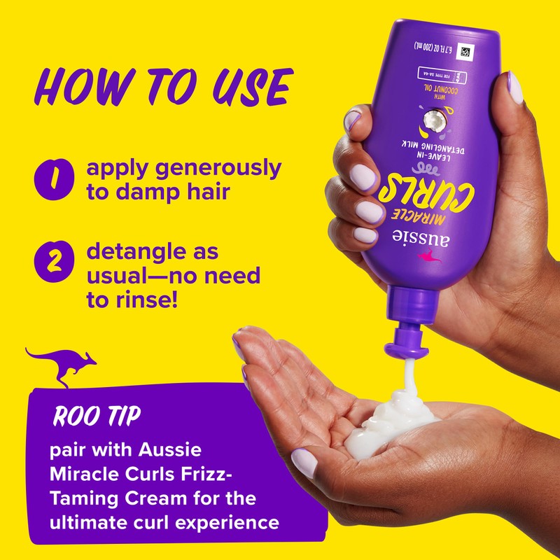 Aussie Miracle Curls with Coconut Oil, Paraben Free Detangling Milk