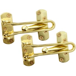 LBY 2-Pack Home Security Door Lock, Heavy Duty Swing Bar Lock, U Swing Bar Lock, Anti-Theft Buckle Door Chain Insurance Buckle, Thicken Solid Aluminium Alloy Gold Colour