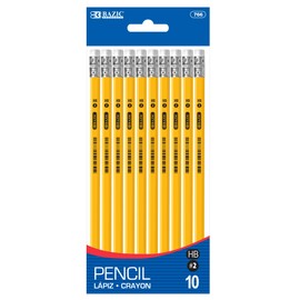 BAZIC Pencil #2 HB Pencils, Latex Free Eraser, Premium Wood Yellow Unsharpened Pencils for Exam School Office Sketching (10/Pack), 24-Packs