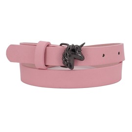 EANAGO vegan belt >UNICORN< for children - pink children's belt with black unicorn buckle modern belt for grils from approx. 6-15 years