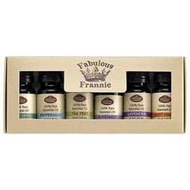 Fabulous Freannie Essential Oil Box Gift Set 100% Pure Grade Peppermint, Lavender, Sweet Orange, Rosemary, Eucalyptus and Tea Tree .33oz (Pack of 6)