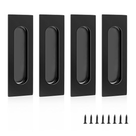 yuntop Black Sliding Closet Door Handles Recessed Finger Flush Pulls Stainless Steel Handles Closet Door Pulls(4 Pack 4.72 Inch)