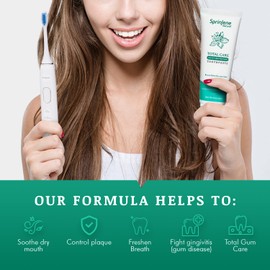 Sprinjene Natural SLS Free Toothpaste with Fluoride for Cavity Protection, Gum Health, Fresh Breath & Helps Dry Mouth for Adults 4 Pack (Improved)