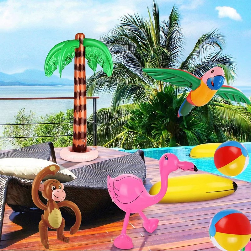 Pack of 8 Inflatable Palm Trees Coconut Tree Set, Hawaii