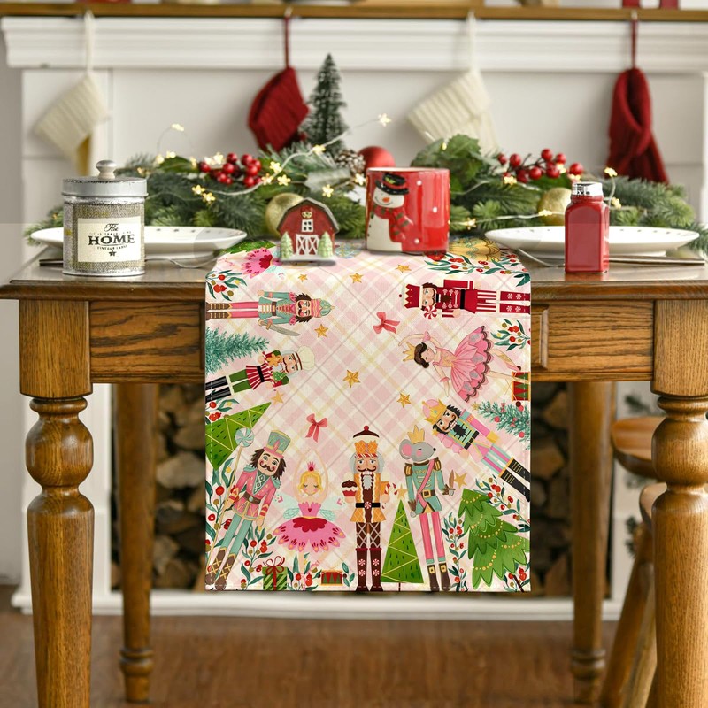 Pink Nutcracker Christmas Table Runner Pink Nutcracker Table Cover New