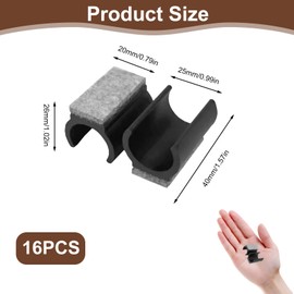 tiyiyok Pack of 16 Chair Gliders Cantilever with Felt, 25 mm U-shaped Chair Socks, Silencer Furniture Gliders for Cantilever Chairs Protect Tile Floors Wooden Floors and Reduce Noise