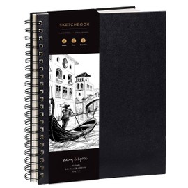 Artist’s Sketchbook Hardcover – 200GSM Very Thick Paper – Large, Spiral Sketch Book for Drawing and Mixed Media – Sketch Pad, Art Book - 8.25 x 11.4, 40 Sheets / 80 Pages