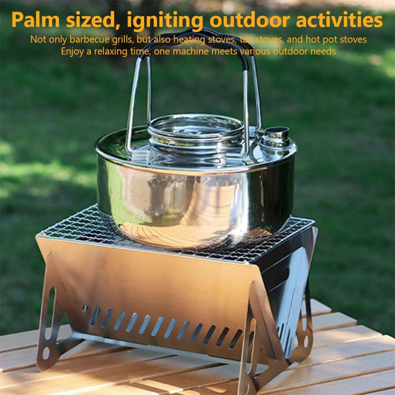 Stainless Steel BBQ, Portable Grill, Multi-Purpose Foldable Camping Stove, Ultra-Lightweight,