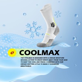 BRISIRA Coolmax Compression Running Socks Moisture Wicking Anti Blister Crew Mid Calf Athletic Hiking Tennis Sock 3 Pairs