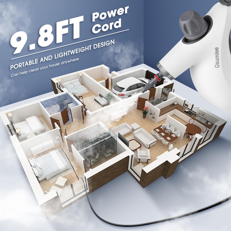 Pressurized Handheld Steam Cleaner with 14 pcs Accessories 15.2OZ Multi-Purpose