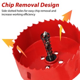 KACNON Bi-Metal Hole Saw 76 mm, Universal HSS M42 Hole Saw with Hex Shank and Drill, Complete Sizes, Precise and Fast Cutting, for Wood, Plastic, Plasterboard, Sheet Metal, Red