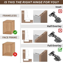 6 Pack Full Overlay Soft Close Cabinet Hinges 105° Frameless 3 Way Adjustable Kitchen Cabinet Door Hinges with Screws Black