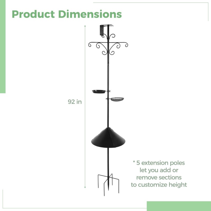 92 in Bird Feeder Pole, Squirrel-Proof Shepherd Hooks, Heavy-Duty Bird