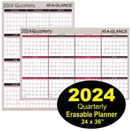 At-A-Glance 2024 Quarterly A123 At-A-Glance Dry Erase Wall Calendar, 24 x 36"