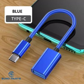 Unbranded OTG Adapter Converter Cable USB-C 3.1 Type C Male to USB 2.0 Type A Female - Blue