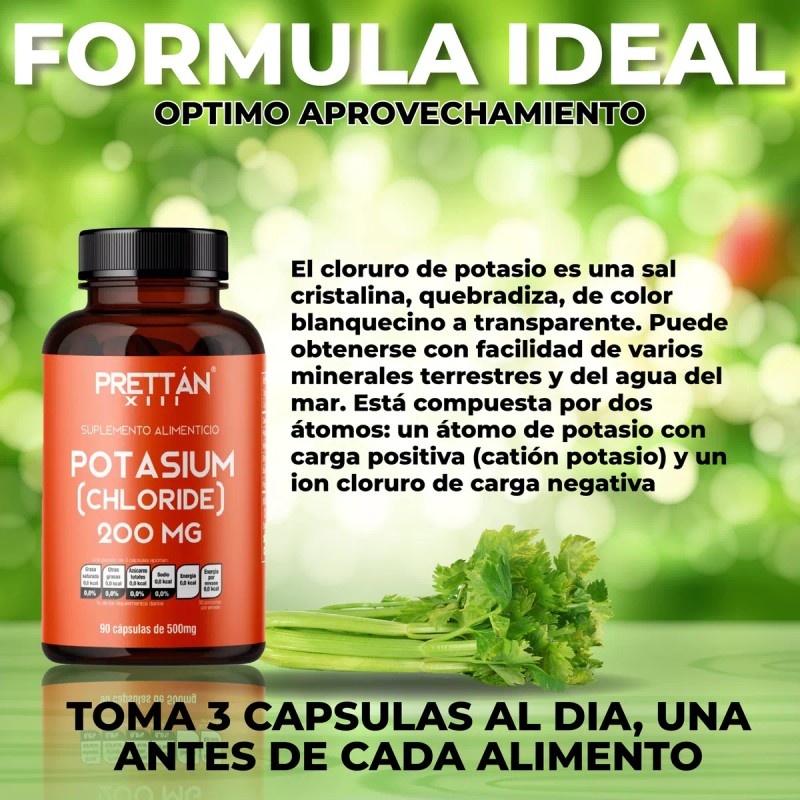 Cloruro De Potasio Suplemento 200mg 90 Cpsulas Prettan Na