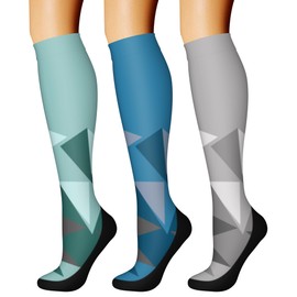 CHARMKING Compression Socks for Women & Men Circulation (3 Pairs) 15-20 mmHg is Best Athletic for Running, Flight Travel, Support, Cycling, Pregnant - Boost Performance, Durability (L/XL,Multi 69)