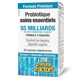 Natural Factors Critical Care Probiotic 55 Billion Live Probiotic Cultures, 80 vegetarian capsules, VALUE size, 9-Strain Formula, Supports Acute Digestive Needs and Restores Intestinal Balance