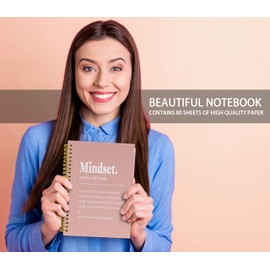 Knibeo Mindset Inspirational Notebooks Journal - Notebooks for School, 5.5×8.3 Inch Inspirational Spiral Bound Notebook with 164 Pages, College School Supplies(Pink)