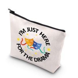 BDPWSS Theatre Makeup Bag Drama Gifts For Teen Girls Comedy Tragedy Masks Bag i'm Just Here For The Drama Family Reunion Gift (Here for drama)