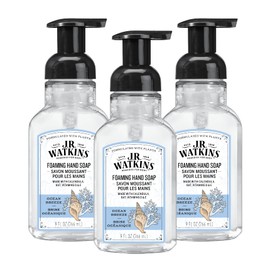 J.R. Watkins Foaming Hand Soap with Pump Dispenser, Moisturizing Foam Hand Wash, Alcohol-Free, Cruelty-Free, Ocean Breeze, 9 fl oz, 3 Pack