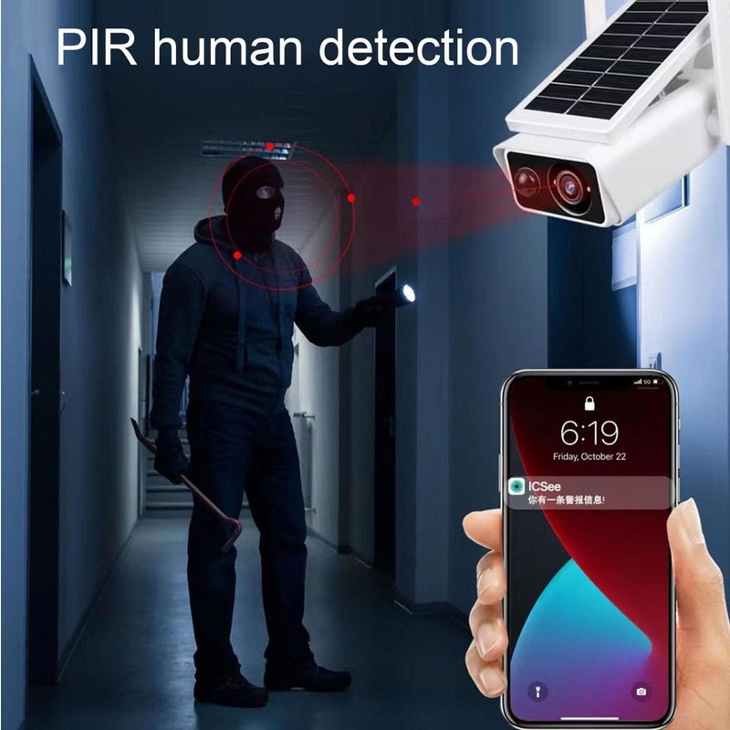 Outdoor Wireless Solar Security Camera with WiFi, Solar Panel, Night