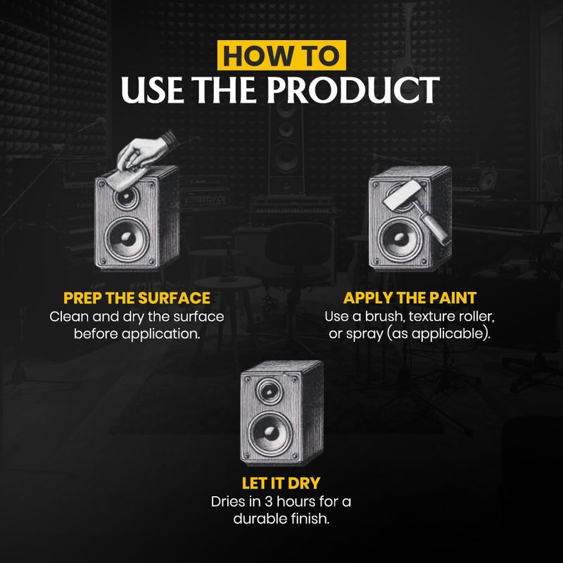 GRANOTONE Speaker Paint Black 1 Quart Texture Coating for Speaker