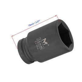 Unifizz 3/4 Inch Drive - 36mm Deep Impact Socket with 6 Point Design, Heat-Treated Cr-V Steel 78mm Length, Metric Sizes