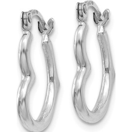 14K White Gold Heart Shaped Hollow Hoop Earrings (15.76 X 13.09) Made In Indonesia tl746w