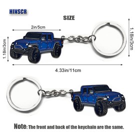 HINSCR Double-Sided Car Metal Keychain for Jee p Gladiator, Blue Enamel Key Ring Car Keys Accessory(Blue)